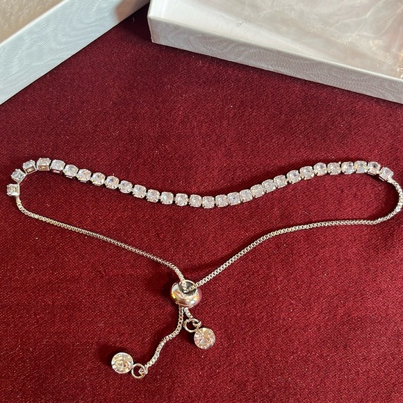 Jewelry - Silver plate Bracelet with Rhinestones-Adjustable